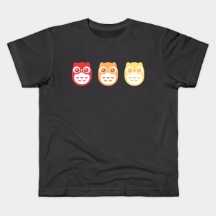 Red Orange Yellow Baby Owls Kids T-Shirt